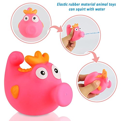 BBLIKE Stacking Cups Sea Animals and Squirting Bath Toys Rubber Animals BPA Free, Indoor Outdoor Beach Fun Bathtub Fun Toy for Water Play - Thumbnail 2