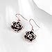MXYZB Rose Gold Plated Black Rose Flower Hook Earrings Jewelry for Women Girls Hypoallergenic