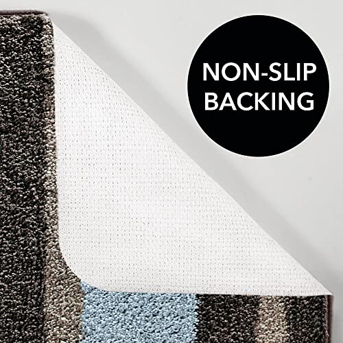 mDesign Assorted Microfiber Striped Rugs for Bathroom Vanity, Tub/Shower Water Absorbent