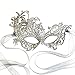 Samantha Peach Masquerade Mask - Luxury Lace Renaissance Women's Masquerade Ball Mask (Silver)