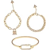 GUESS Gold-Tone 3 Piece Mixed Chain Bracelet Set