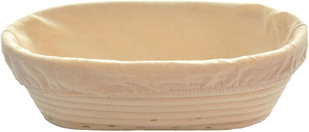 2 Pcs Banneton Brotform Bread Dough Proofing Rising Rattan Basket 11.8inch/30cm and Liner Combo Oval Shaped Handmade Rattan Bowl Perfect for Artisan Home Use