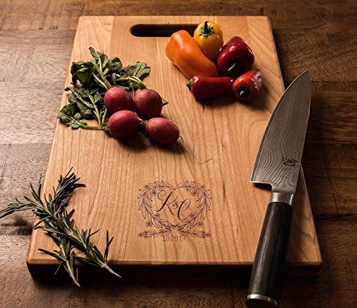 Personalized Engraved Charcuterie Board with Heart Monogram and Initials