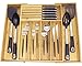 Expandable Bamboo Kitchen Drawer Organizer w/Built-in Solid Bamboo Knife Block 100% Eco Friendly Adjustable Bamboo Kitchen Utensil & Cutlery Tray.