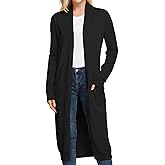 GRACE KARIN Essential Solid Open Front Maxi Long Knitted Cardigan Sweater for Women