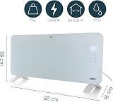 Princess 2000W Smart Electric Convection Heater Panel Glass White App Control view 5