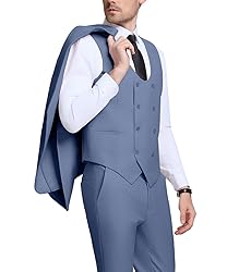 WOMS Men's 3 Piece Slim Fit Suit, Denim Blue