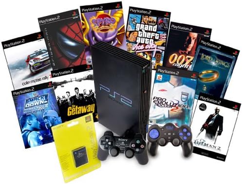 PS2 Console & 10 Game Bundle with Controller & 8MB Memory Card
