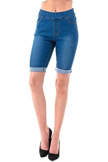 pull on denim bermuda shorts