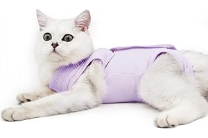 DOTONER DOTON Cat Recovery Suit for Male and Female Surgical Post Surgery Soft Cone Onesie Shirt Clothes Neuter Licking Protective Diapers Outfit Cover Kitten Spay Collar(S, Purple)