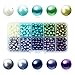 BEADNOVA Satin Pearls Beads for Crafts Tiny Loose Imitation Glass Pearls for Jewelry Making (6mm, 500pcs, Multi Color)