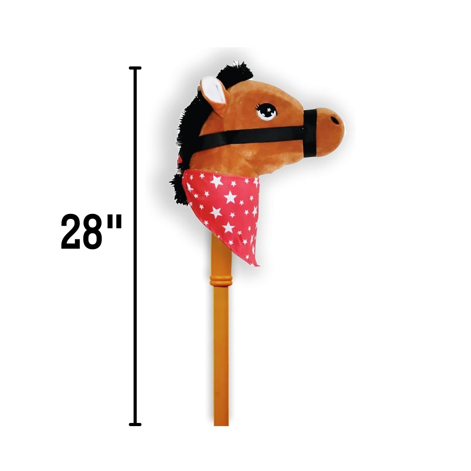 Ponyland: Music Stick Animal - Brown Horse - Music Button, Sturdy Two-Piece Stick W/Colorful Soft Plush Animal Head, Pretend Play Toy, Kids Ages 3+