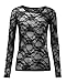 ZANZEA Women's Lace Crew Neck Transparent Mesh Long Sleeve Tops Shirt Blouse Black US 10