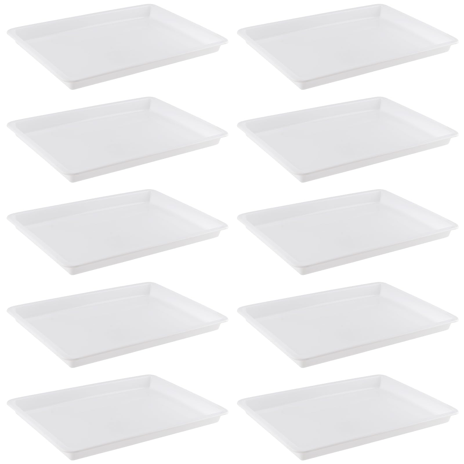 DAKFOOK 10 PCS 39.5 x 28.5 x 4cm Plastic Activity Trays, White Play Art Tray Crafts Organizer Tray for School Home Art and Crafts, DIY Projects, Painting, Beads, Organizing Supply