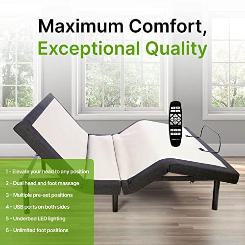 GhostBed Adjustable Bed Frame Power Base With 11" Cool Gel Memory Foam