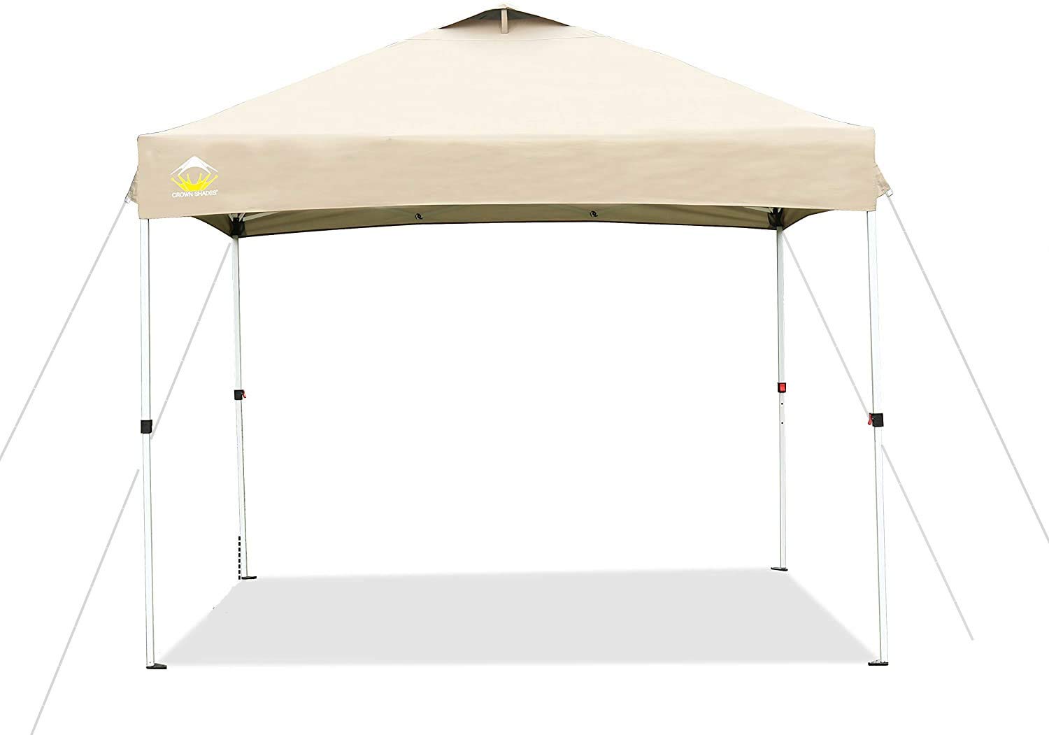 CROWN SHADES 10x10 Pop up Canopy Patented One Push Outside Canopy, Upgrade Version Tent Canopy with 300D Silver Coated Top, Wheeled Bag, 8 Stakes and 4 Ropes, Beige