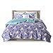 Urban Habitat Kids Reversible Cotton Quilt Set - Vibrant Fun, Playful Print, All Season Children Bedding Coverlet Bedspread, Decorative Pillow, Bedroom Décor, Full/Queen, Unicorn Purple 5 Piece