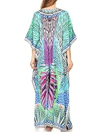 Vestido largo con cuello en V y diamantes de imitación, color marrón