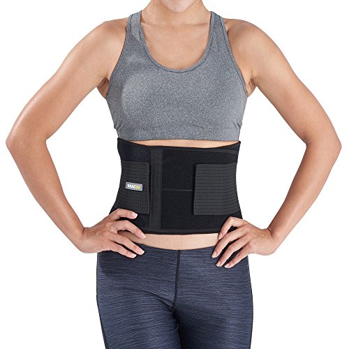 Bracoo Back Lumbar Brace, Abdominal Support Belt for Strains, Sprains and Pain Relief - Adjustable Straps, Lightweight & Flexible, BS31 (S/M (28" - 42"), Black) - Thumbnail 3