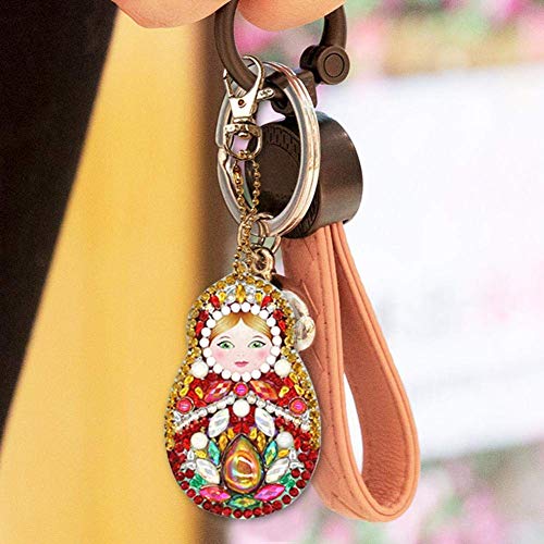 5D DIY Diamond Painting Keychain, 5 pcs Doll Shape, Mosaic Making Full Drill Special Shape Diamond Painting Kit for Bags, Smartphone Straps, 5 Pack - Thumbnail 3