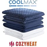 Degrees of Comfort Weighted Blanket w/ 2 Duvet Covers for Hot & Cold Sleepers|Advanced Nano-Ceramic Beads Deliver Durability & Silky Comfort (36x48 6lbs, Blue/Grey)