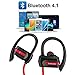 Wireless Bluetooth Headphones In Ear Earbuds IPX4 Waterproof Sports Cordless 4.1 Earphones with Built in Mic & CVC 6.0 Noise Cancelling Technology for iPhones & Android Smartphones Black