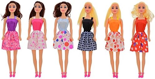 6 Play House Toy Dolls 11" with Accessories. Goes Great with Barbie Collection. Fashion Classic. Birthday Party Christmas Gifts. Changeable Shoes Clothes Dress Hair. Holiday. Play Set of 6