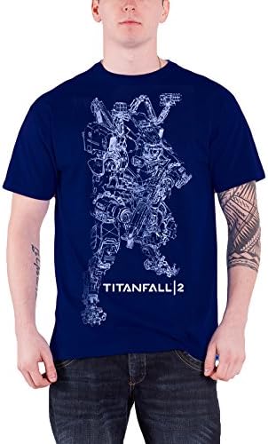Titanfall 2 T Shirt Titan Line Art Official Ps4 Xbox Mens Blue