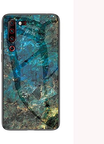 West Belle Lenovo Z6 Pro Case,Marble protective cover soft silicone mobile phone case durable transparent tempered glass phone case protective cover,for Lenovo Z6 Pro (Blue)