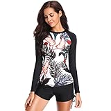 Caracilia Women Long Sleeve Rashguard Swim Shirt UPF 50+ Rash Guard Swimsuit Top