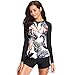 Caracilia Women Long Sleeve Rashguard Swim Shirt UPF 50+ Rash Guard Swimsuit Top
