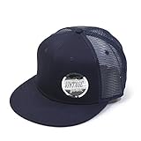 Vintage Year Plain Cotton Twill Flat Brim Mesh Adjustable Snapback Trucker Baseball Cap (Navy)