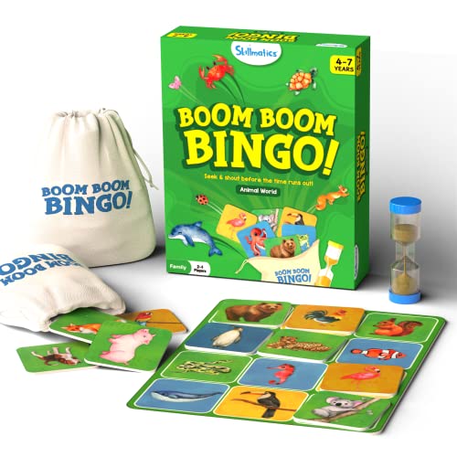 Skillmatics Boom Boom Bingo! Board Game Animal World Fun & Fast