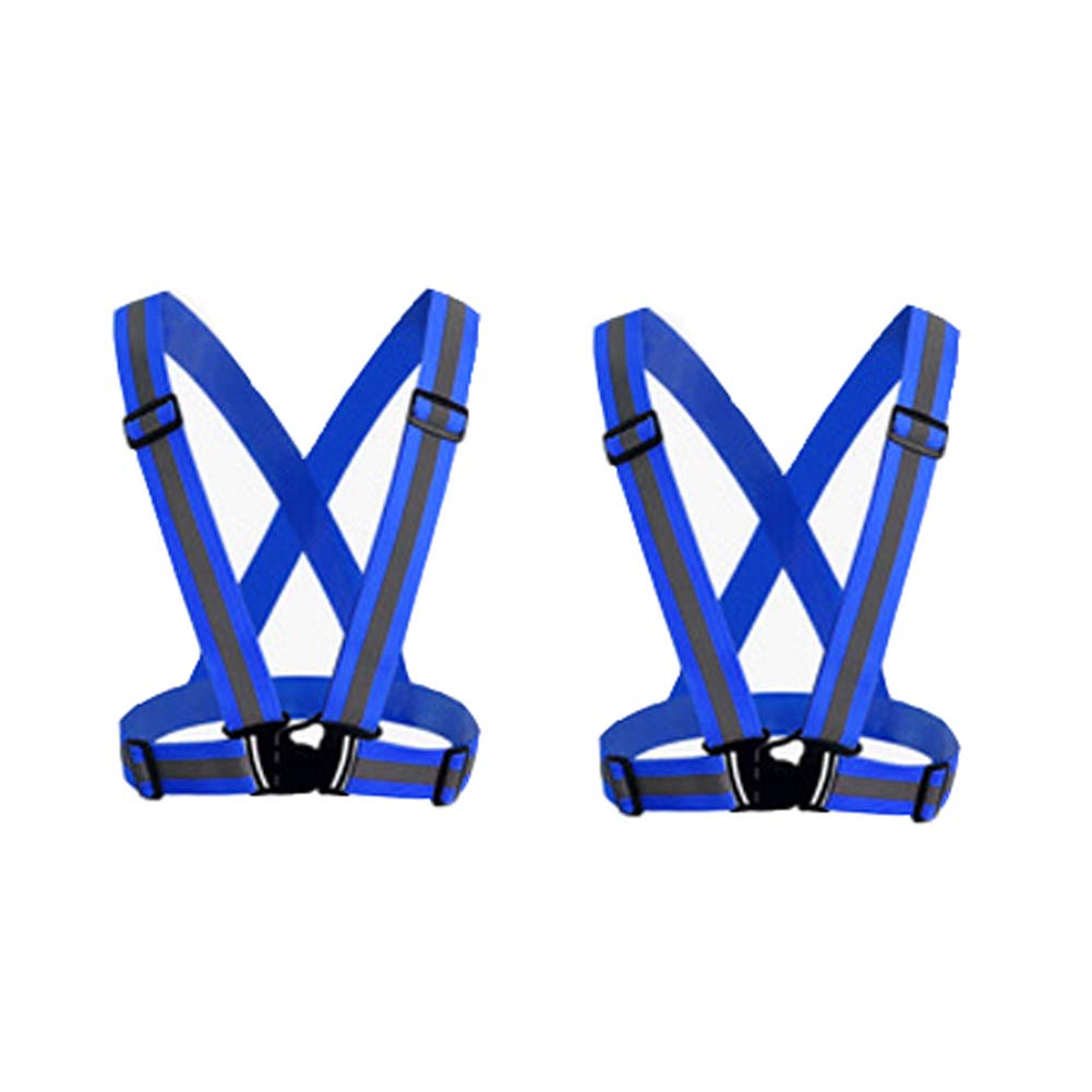 HYCOPROT 2 Pack Reflective Vest Adjustable Safety Hi Vis High Visibility Sports Gear for Outdoor Night Running Cycling Hiking Biking Motorcycle Dog Walking Men Women Kids (Blue)¡­