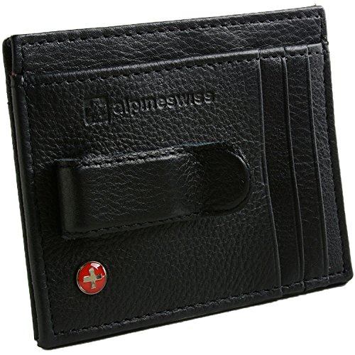 Alpine Swiss RFID Blocking Mens Money Clip Leather Front Pocket Wallet Black