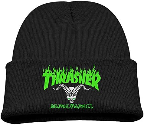 Kids Toddler Thrasher Magazine Winter/Autumn Knit Beanies Hats Designer Skullies Hats Black One Size Fits Most