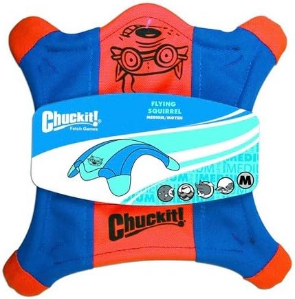 Chuckit! FLYING SQUIRREL Dog Fetch Toy Floating Flyer Glowing Paws MED 10-inch