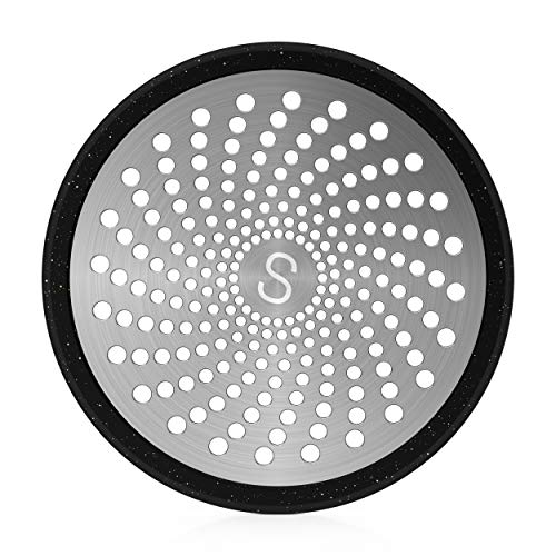 STAN BOUTIQUE Shower Drain Hair Trap | Bathroom Stall Drain Catcher Cover Strainer Protector Cover Stopper Bathtub Collector, Stainless Steel, and Silicone - Black