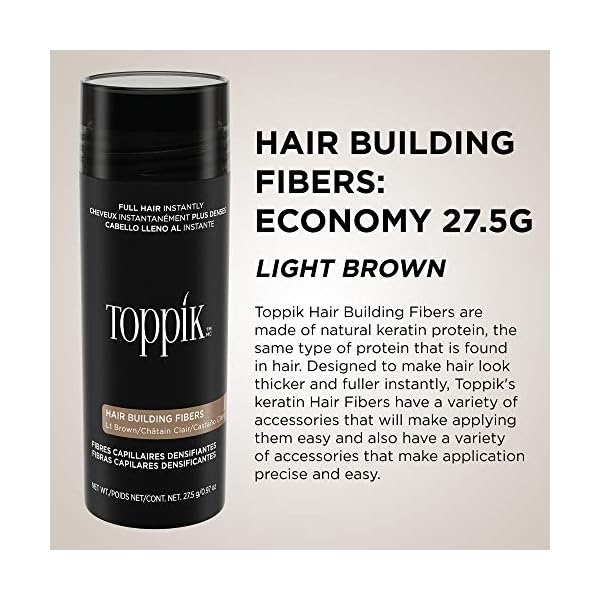 TOPPIK-Hair-Fibers-Light-Brown-275-g Toppik Hair Building Fibres Powder, Light Brown, 27.5g Bottle - for A Thicker-looking Hairline, Crown and Beard, Instant…