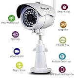 Sumpple Wifi Wireless/Wired 720P Digital Video Outdoor/Indoor IP Network Camera, Night Vision, IP66 Waterproof, Video Record, Snapshot, Motion Detection, Email Alarm, Support IOS, Android or PC White