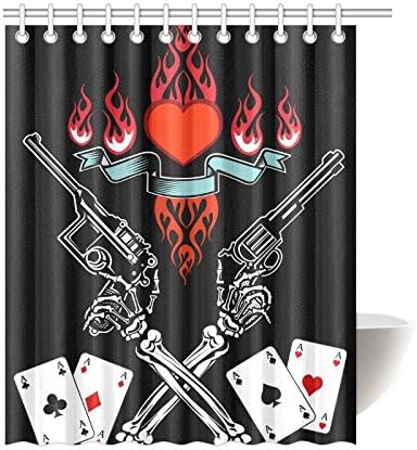 POEENG Custom Skull Combat And Guns Waterproof Polyester Shower Curtain 66"x72"