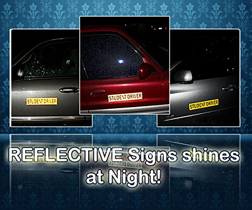 Zone Tech Set of 3 Student Driver Vehicle Bumper Magnet - Premium Quality Highly Reflective Student Driver Bumper Safety Sign Magnet