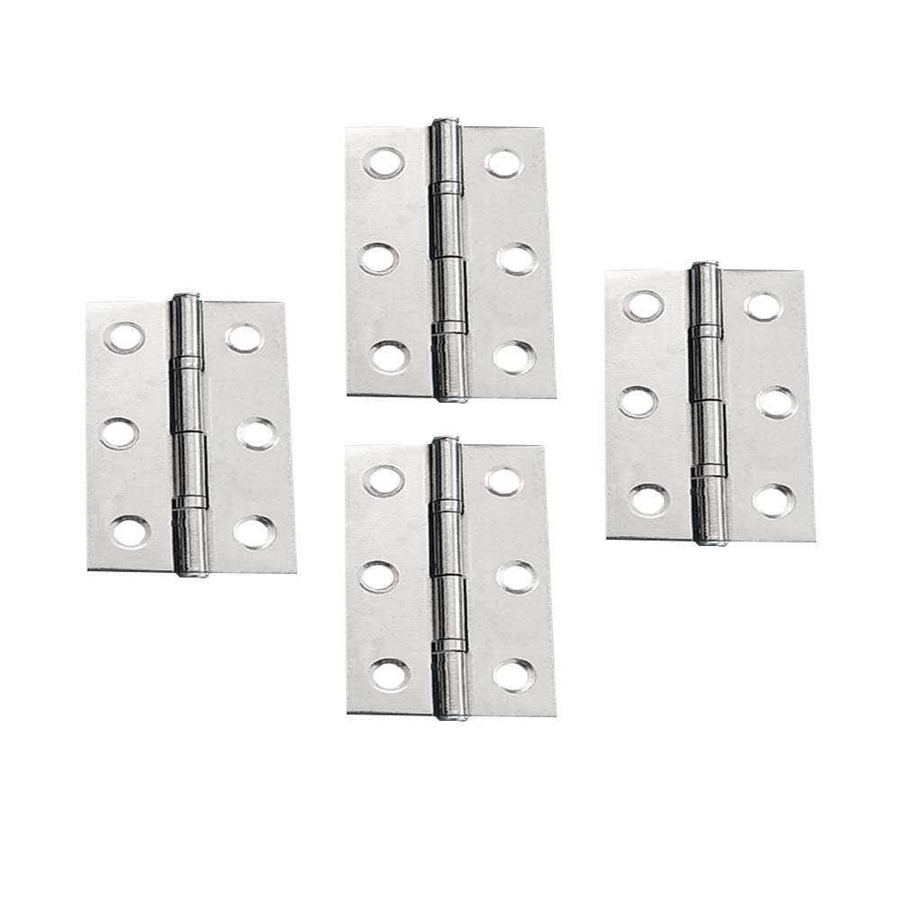 YOFASEN Home Folding Butt Hinges - Stainless Steel Outdoor Cabinet Furniture Bearing Hinges with Screws, Silver, 3 Inch(70x44x1.2mm) - 4pcs