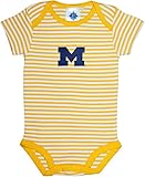 University of Michigan Wolverines Block M Striped Newborn Baby Bodysuit, Gold, 6-9 Months