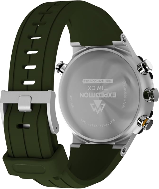 Expedition TW2Y14400 - Relógio de quartzo para homens, bracelete de silicone verde com mostrador verde e caixa em aço inoxidável, 45 mm, para homens
