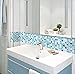 Beaustile Mosaic 3D Wall Stickers 4 Sheets Home Decor Blue Art Fire Retardant Backsplash Wallpaper Bathroom Kitchen DIY
