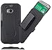 HTC One M8 Holster Belt Clip Case: Stalion® Secure Holster Shell & Kickstand Combo (Jet Black) 180° Degree Rotating Locking Swivel + Shockproof Protection (Not for HTC One M7, M9 or E8)
