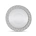 [32 Count - 5 Oz Bowls] Laura Stein Designer Tableware Premium Heavyweight Plastic White Dessert Bowl With Silver Designed Border, Party & Wedding Plate Glitz Series Disposable Dishes
