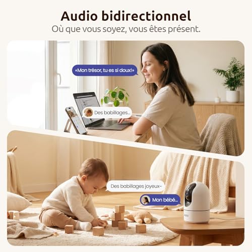 AOQEE 2K 3MP Indoor WiFi Surveillance Camera – 2.4G/5G Dual Band WiFi Surveillance Camera, 360° Intelligent Tracking, AI Human Detection, Compatible with Alexa for Baby/Cat/Dog (Pack of 3)