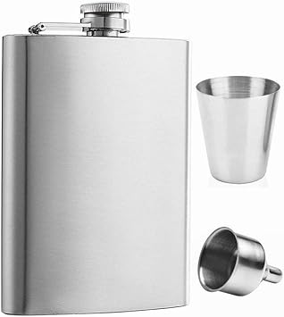 Amazon Sunshine スキットル ヒップ フラスコ 10oz 280ml ステンレス製 U型 錆びない 超軽携帯スキットル ウイスキー 清酒ボトル 漏斗とウイスキーカップ付き Sunshine フラスコ スキットル